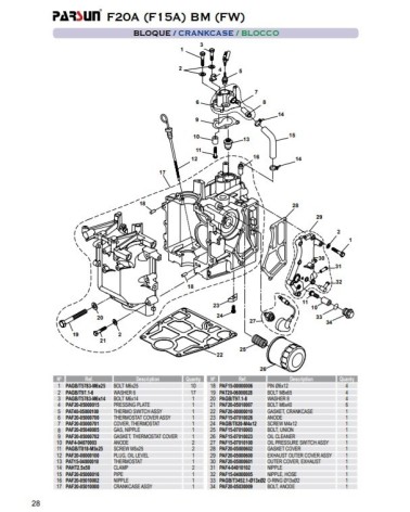 RECAMBIOS PARSUN F15A F20A-BM-FW