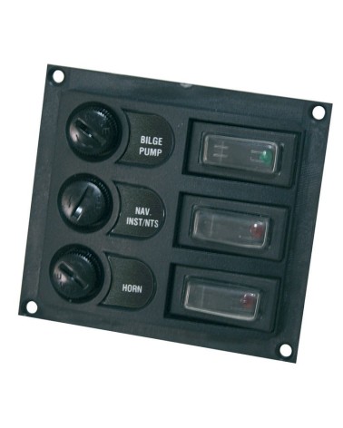 BASE DE PANEL CONTROL CON INTERRUPTOR + FUSIBLE, NEGRO
